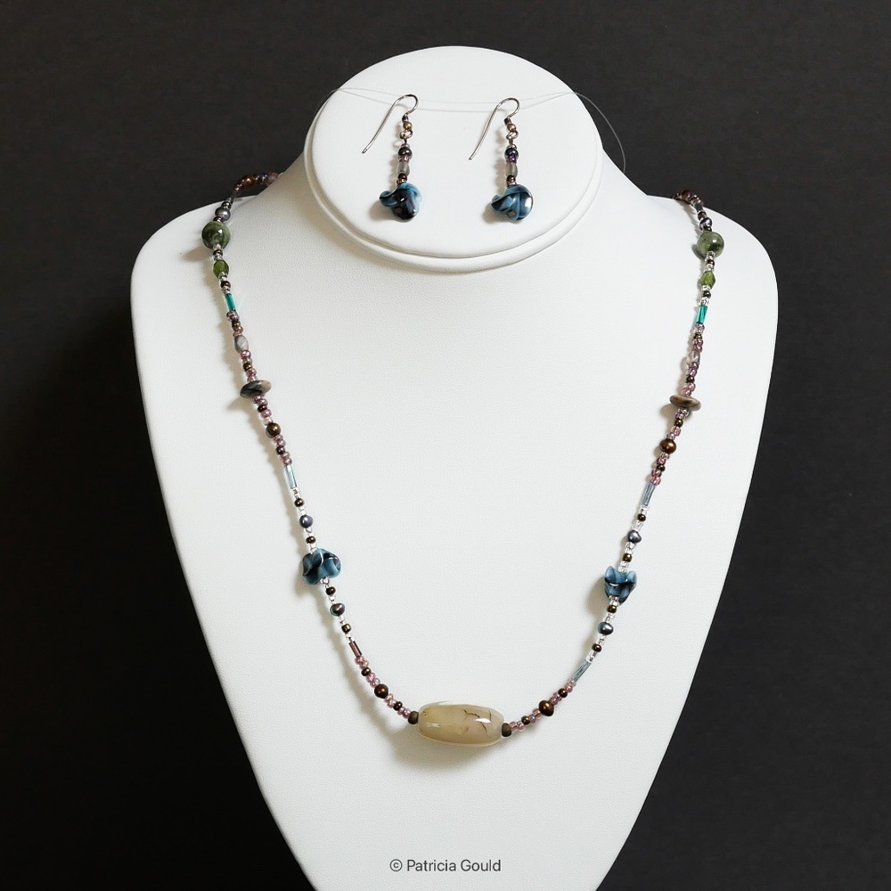 NEW - S21 - Necklace set - Jasper, agates, and Czech glass beads - one of a kind
